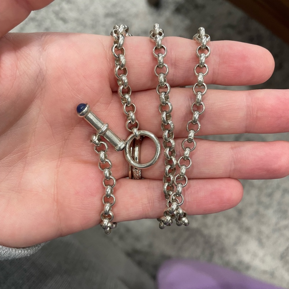 24” silver rolo with toggle clasp